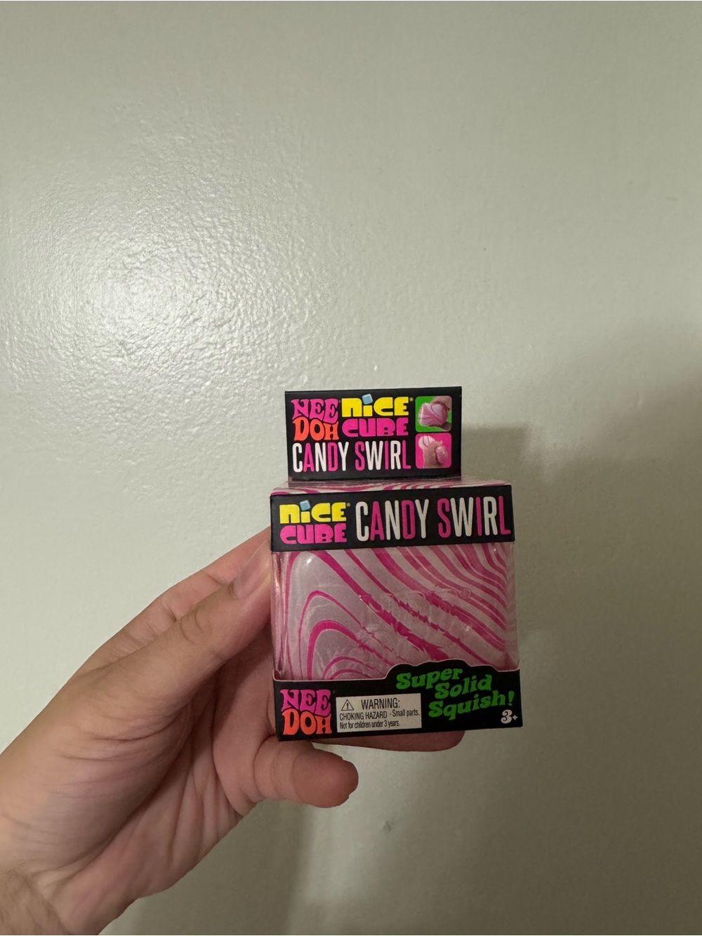 Nee Doh Nice Cube Candy Swirl Pink Squishy Toy